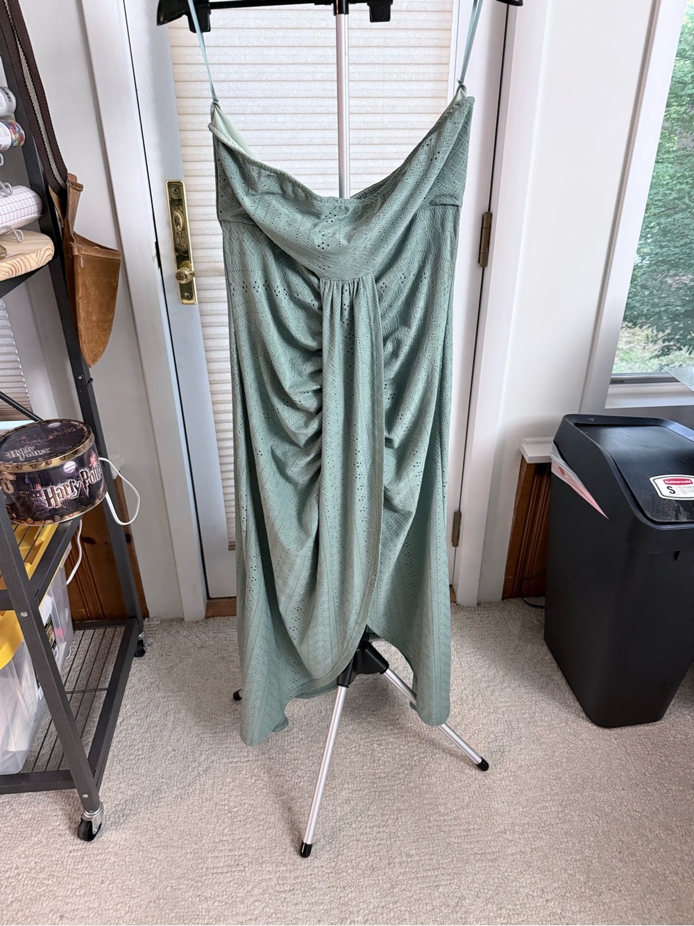 Chicme Sage Green strapless dress Draped High-Low Eyelet size XXL